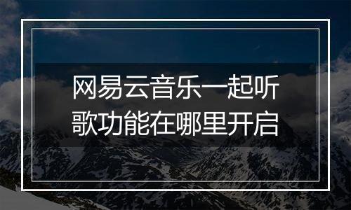 网易云音乐一起听歌功能在哪里开启