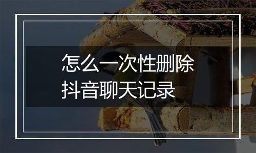 怎么一次性删除抖音聊天记录