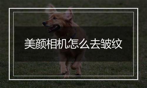 美颜相机怎么去皱纹