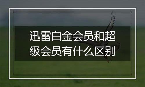 迅雷白金会员和超级会员有什么区别