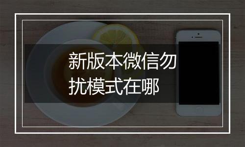 新版本微信勿扰模式在哪