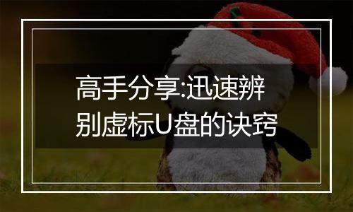 高手分享:迅速辨别虚标U盘的诀窍