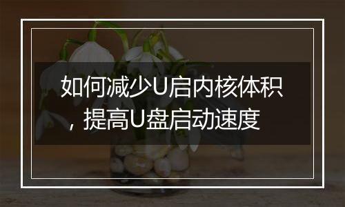 如何减少U启内核体积，提高U盘启动速度