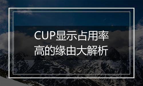 CUP显示占用率高的缘由大解析