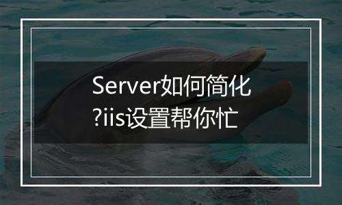 Server如何简化?iis设置帮你忙
