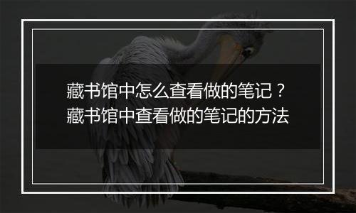 藏书馆中怎么查看做的笔记？藏书馆中查看做的笔记的方法